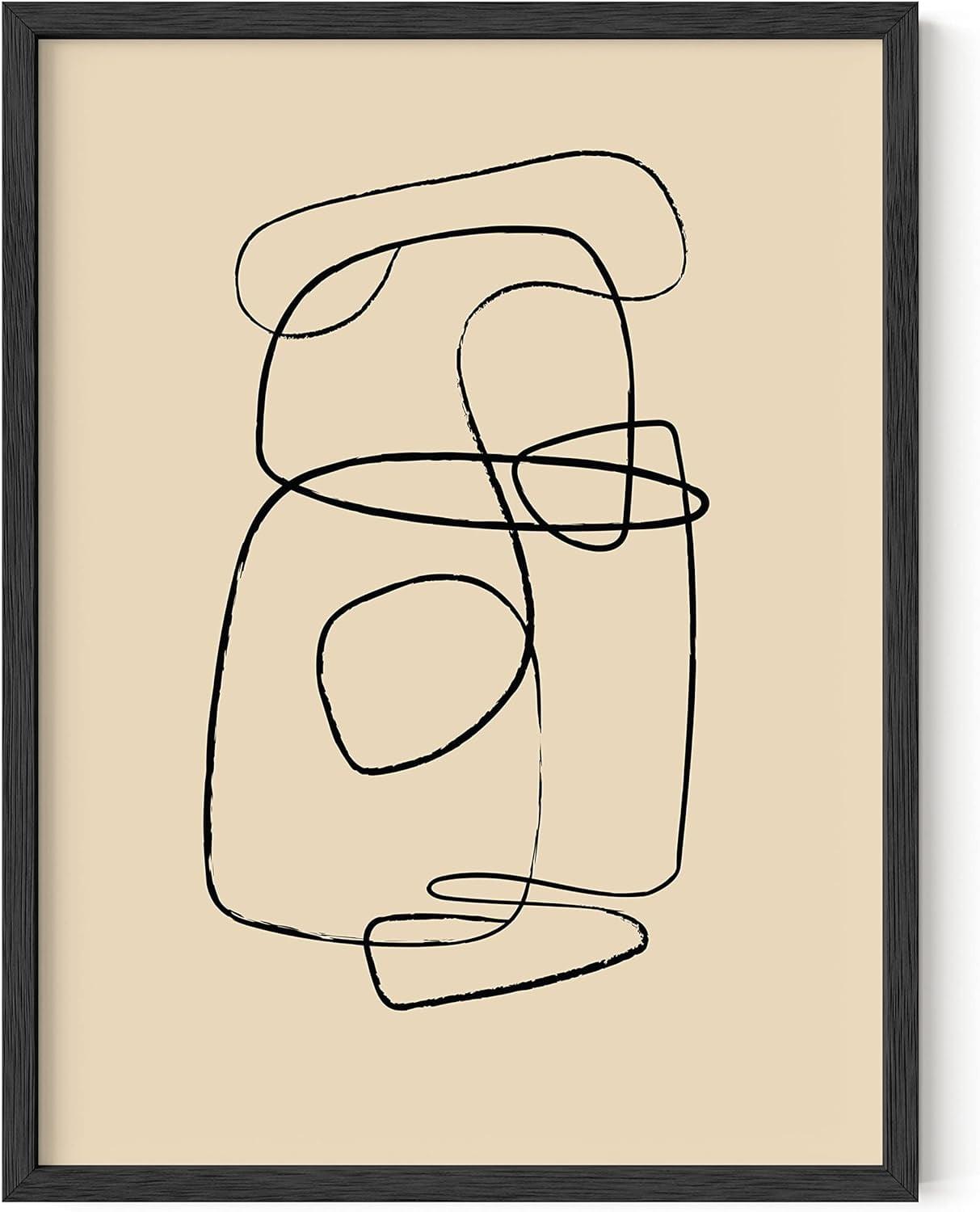 Scandinavian Wall Art Circles Line Art Wall Decor - by Haus and Hues | Neutral Wall Art Minimalist Abstract Art Mid Century Wall Decor Minimalist Wall Decor Neutral Artwrk for Walls UNFRAMED 12"X16"