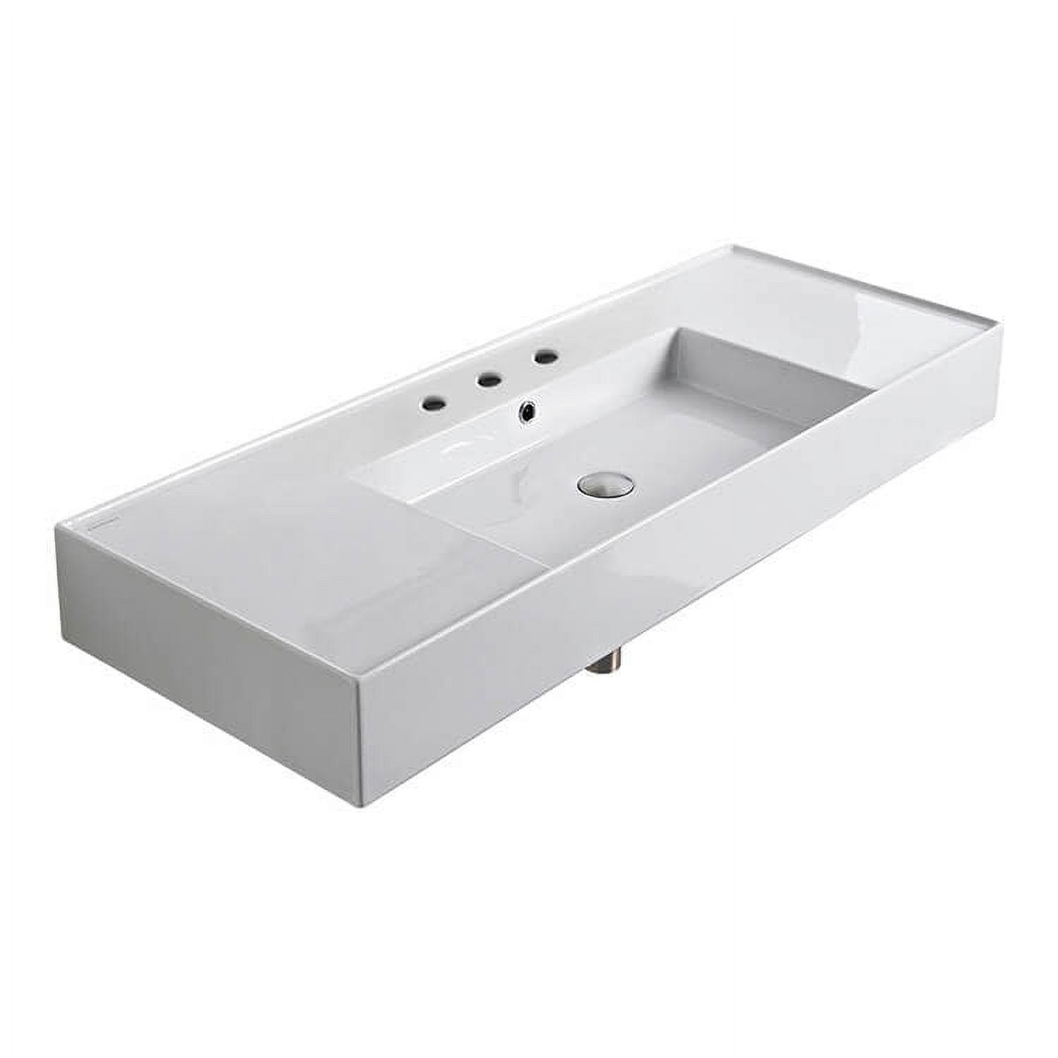 Scarabeo 48'' Glossy White Ceramic Rectangular Wall-Mount Sink