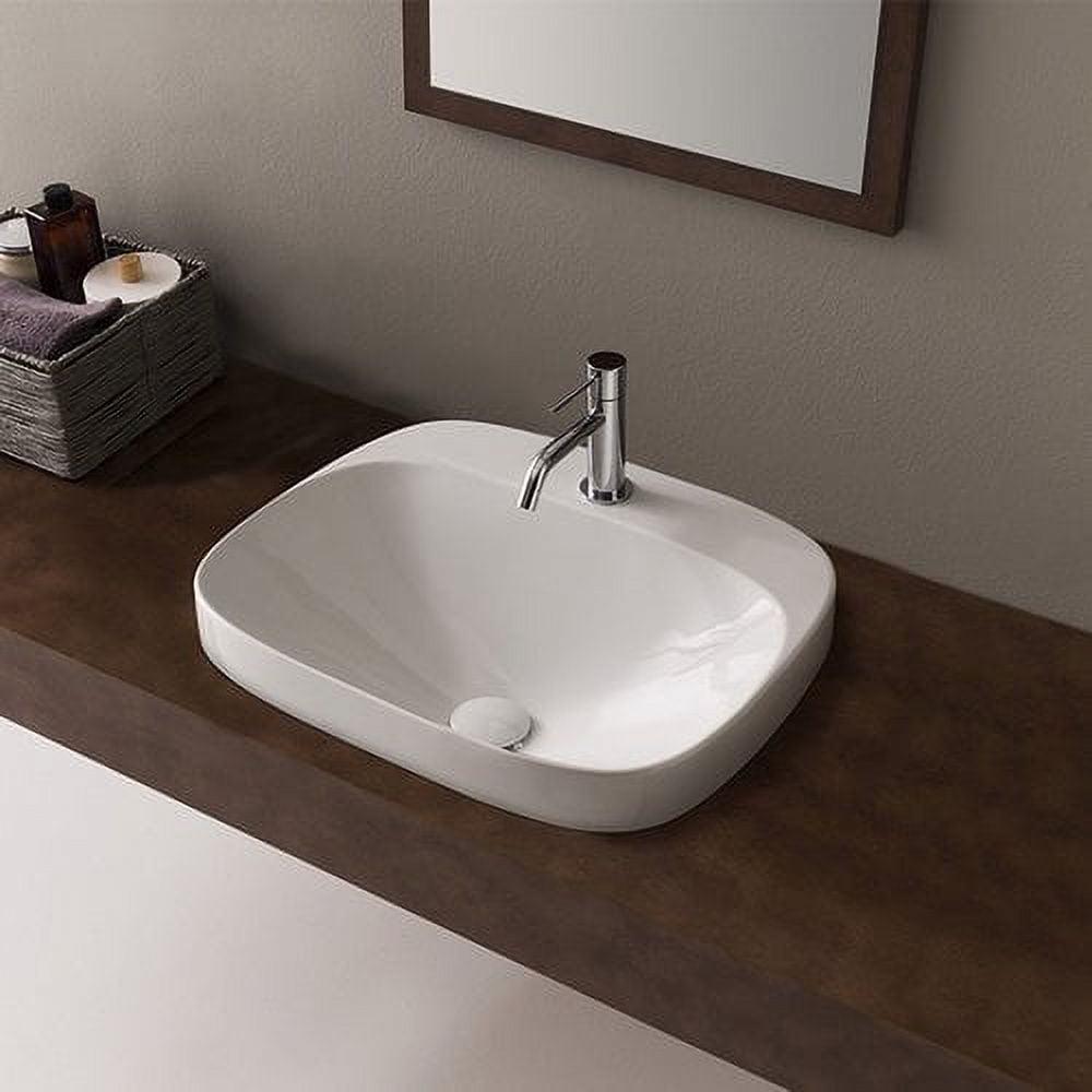 Modern White Ceramic Round Pedestal Bathroom Sink