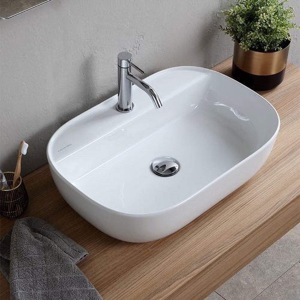 Scarabeo By Nameeks 15'' White Ceramic Oval Bathroom Sink