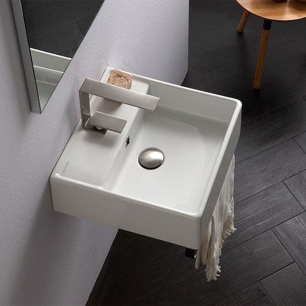 Scarabeo By Nameeks Teorema 15.7'' White Ceramic Rectangular Bathroom Sink with Overflow