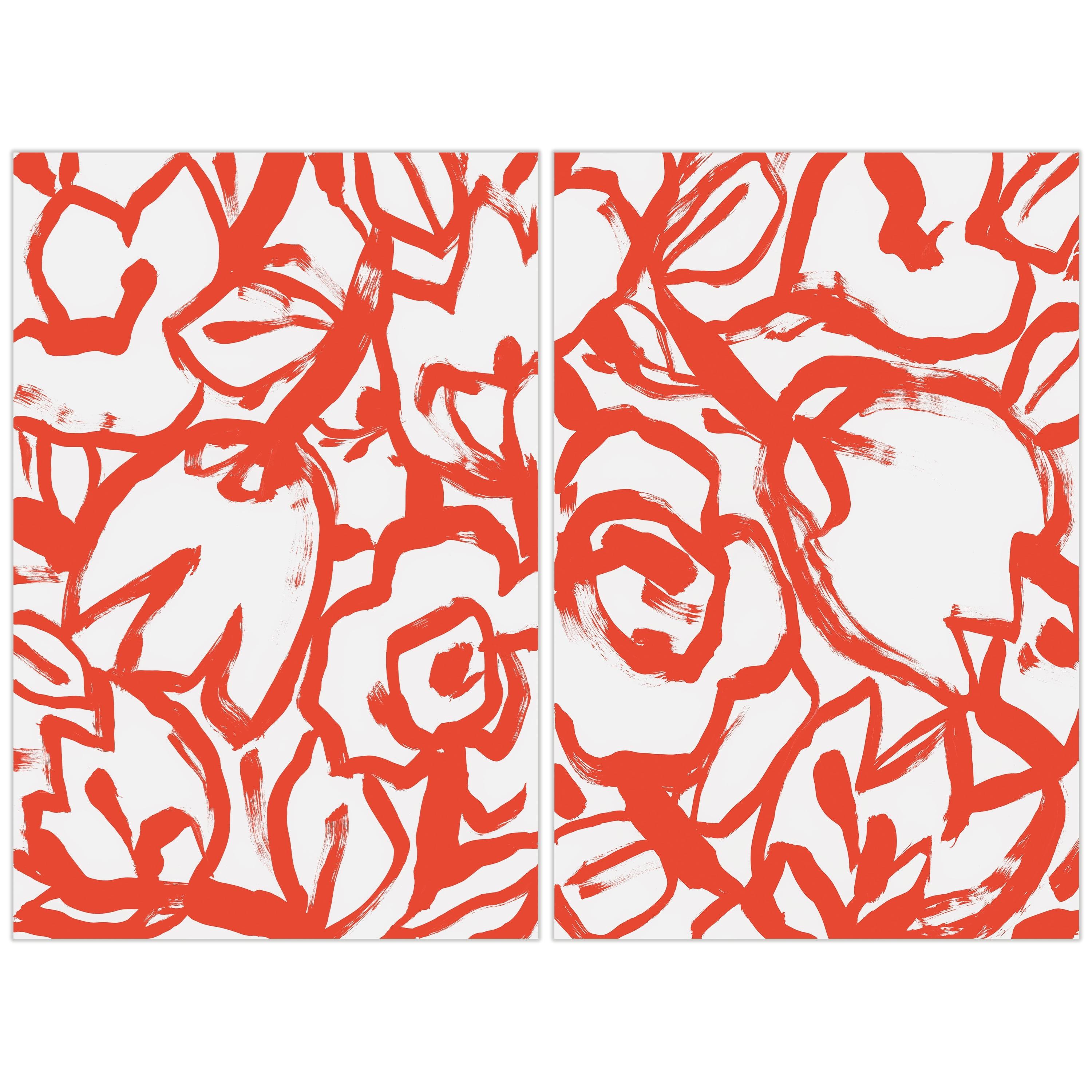 Empire Art Direct " Scarlet Blooms I & II " 2 - Pieces