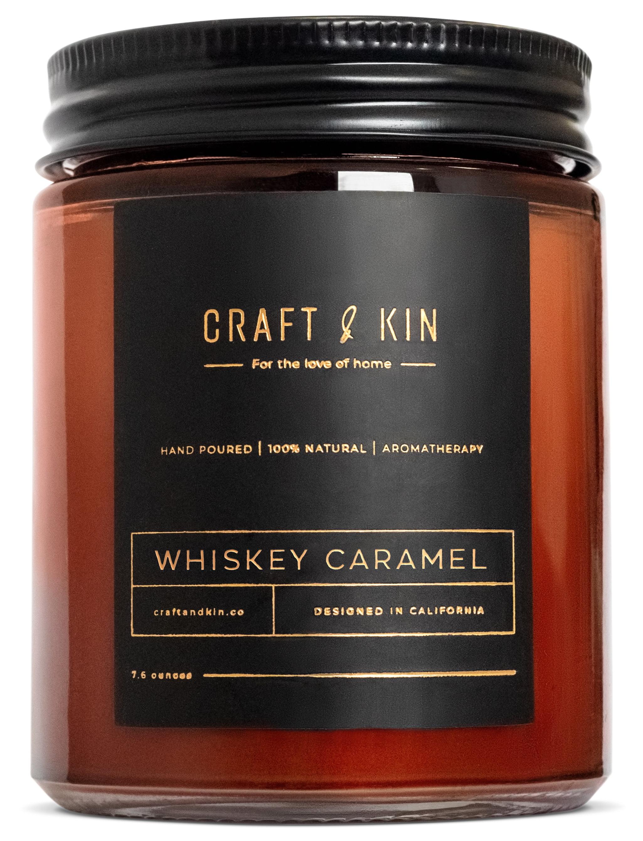 Amber Glass Jar Whiskey Caramel Scented Soy Candle