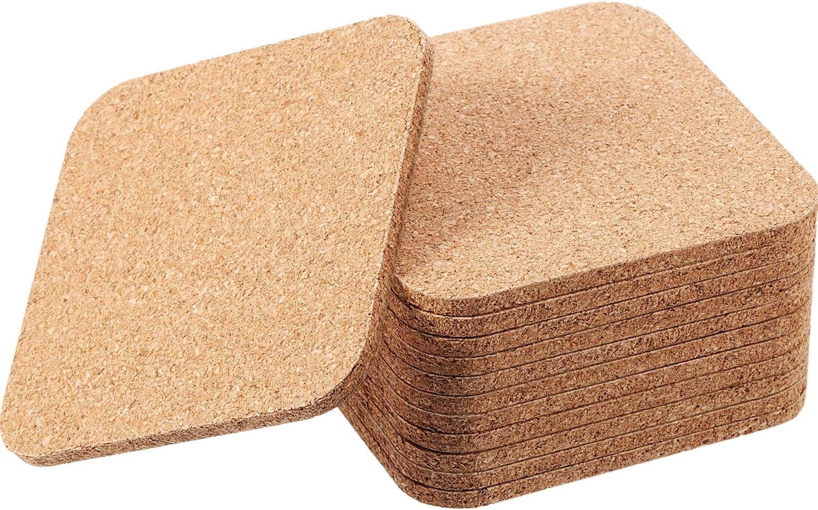 Scheam 12 Pcs Square Cork Coasters Wooden Thick Drink Coasters 4x4 Inch 3mm for Kitchen Restaurant Home Bar Cafe Wedding Supplies,Brown