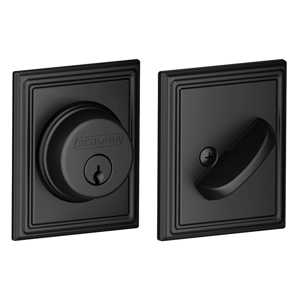 Matte Black Single Cylinder Deadbolt with Addison Trim