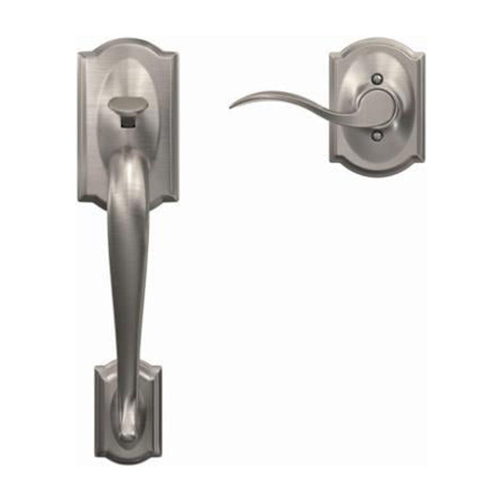 Schlage Camelot Satin Nickel Handleset with Accent Lever