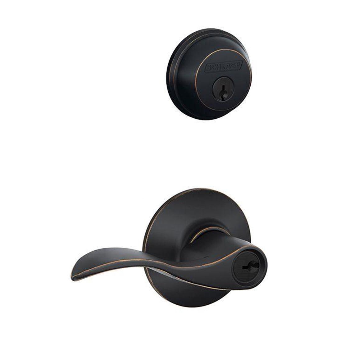 Schlage FB50NVACC716 Aged Bronze Single Cylinder Deadbolt and Keyed Entry Accent Lever