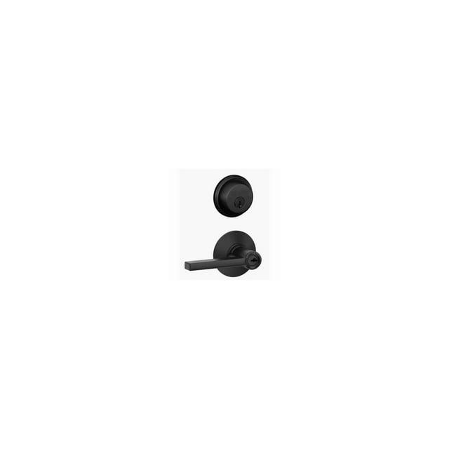 Schlage Latitude Straight/Contemporary Matte Black Entry Knob and Single Cylinder Deadbolt Right