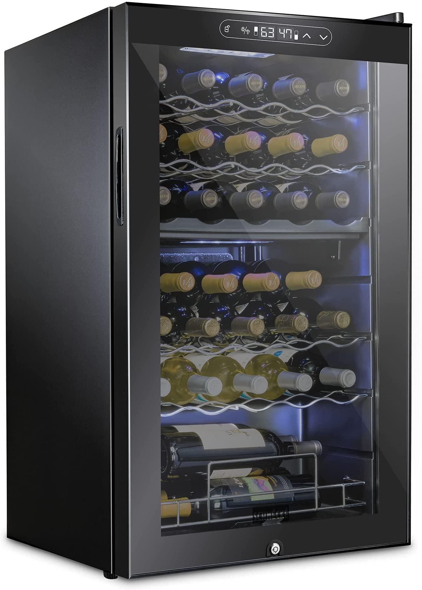 Schmecke 19.4 in. 33 Bottle Dual Zone Compressor Freestanding Wine and Beverage Cooler