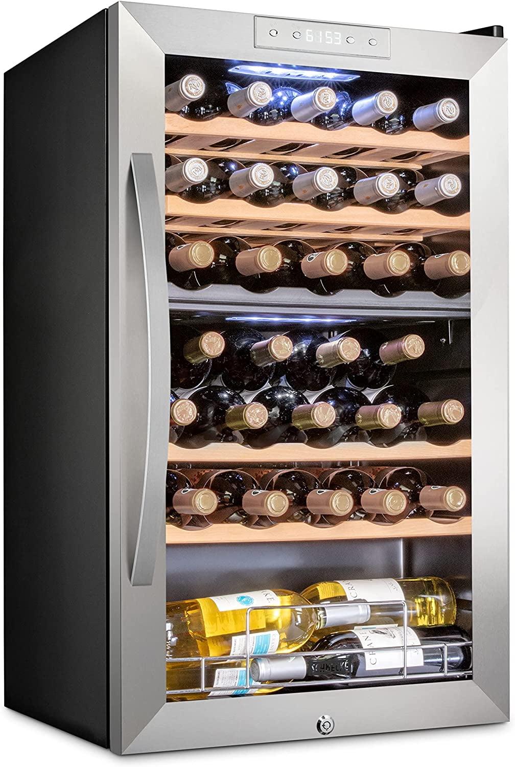 Schmécké 33 Bottle Compressor Wine Cooler Refrigerator w/Lock - Freestanding 41f-64f Digital Temperature Control Stainless Steel