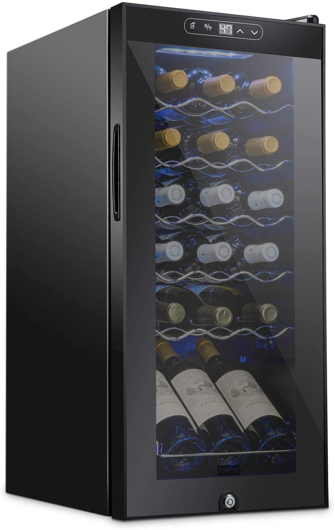 Schmecke 13.6 in. 18 Bottle Compressor Freestanding Wine and Beverage Cooler