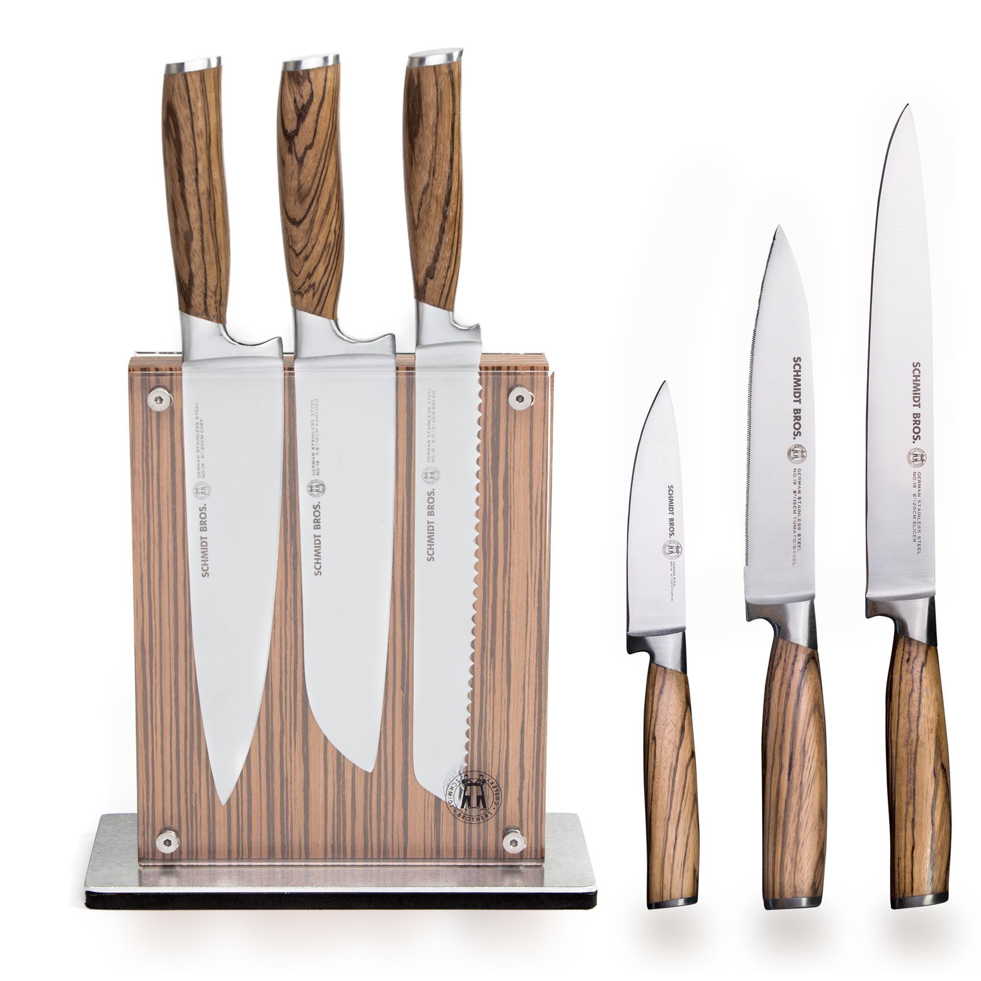 Schmidt Brothers Cutlery Zebra Wood 7-Piece Knife Block Set
