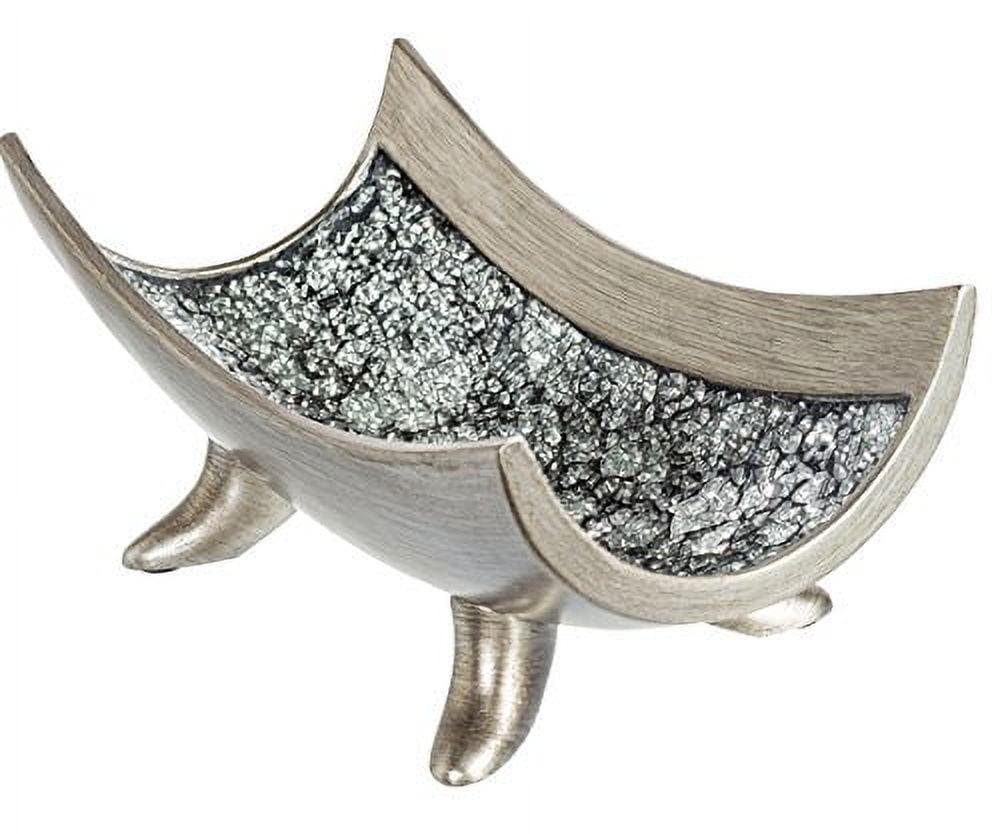 Handcrafted Silver Resin Decorative Bowl with Stand