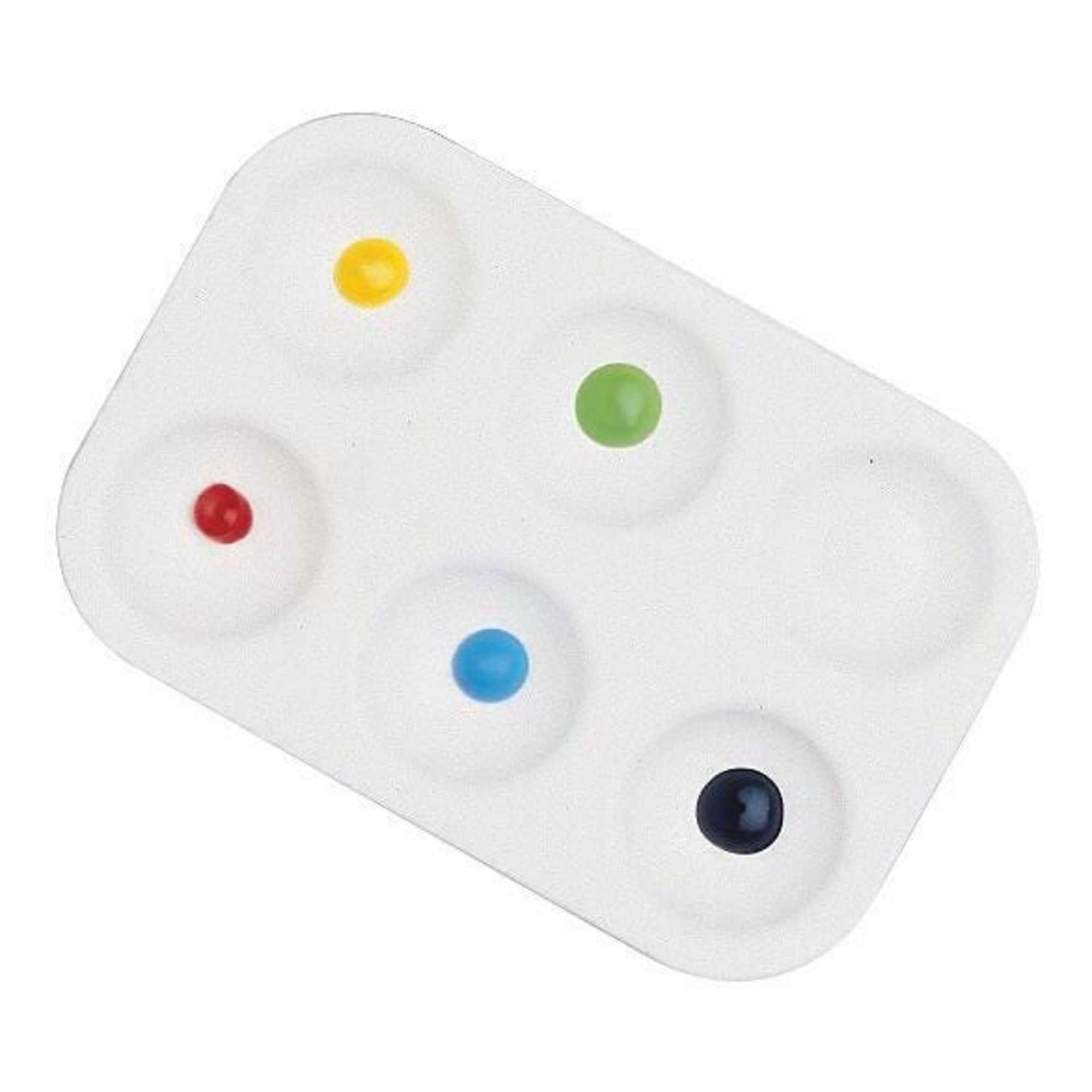 White Plastic Paint Palette Tray with 6 Wells, Pack of 12