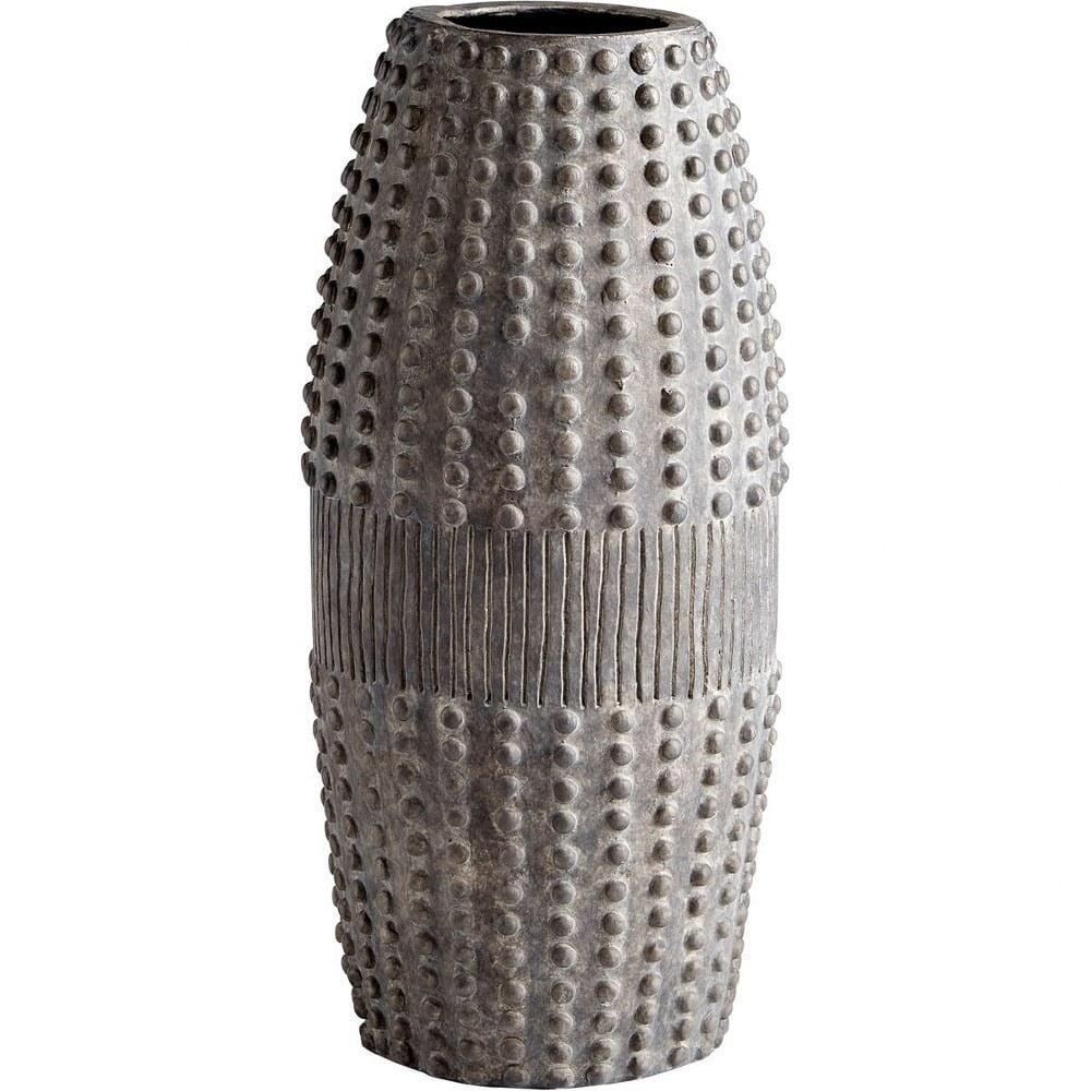 Gray Ceramic Ribbed Decorative Table Vase