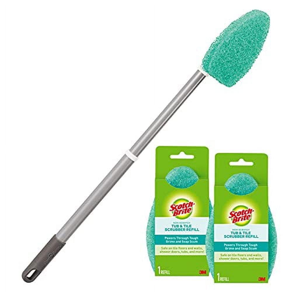 Scotch-Brite Extendable Tub & Tile Scrubber Kit, 1 Handle and 3 Non-Scratch Scrubber Pads