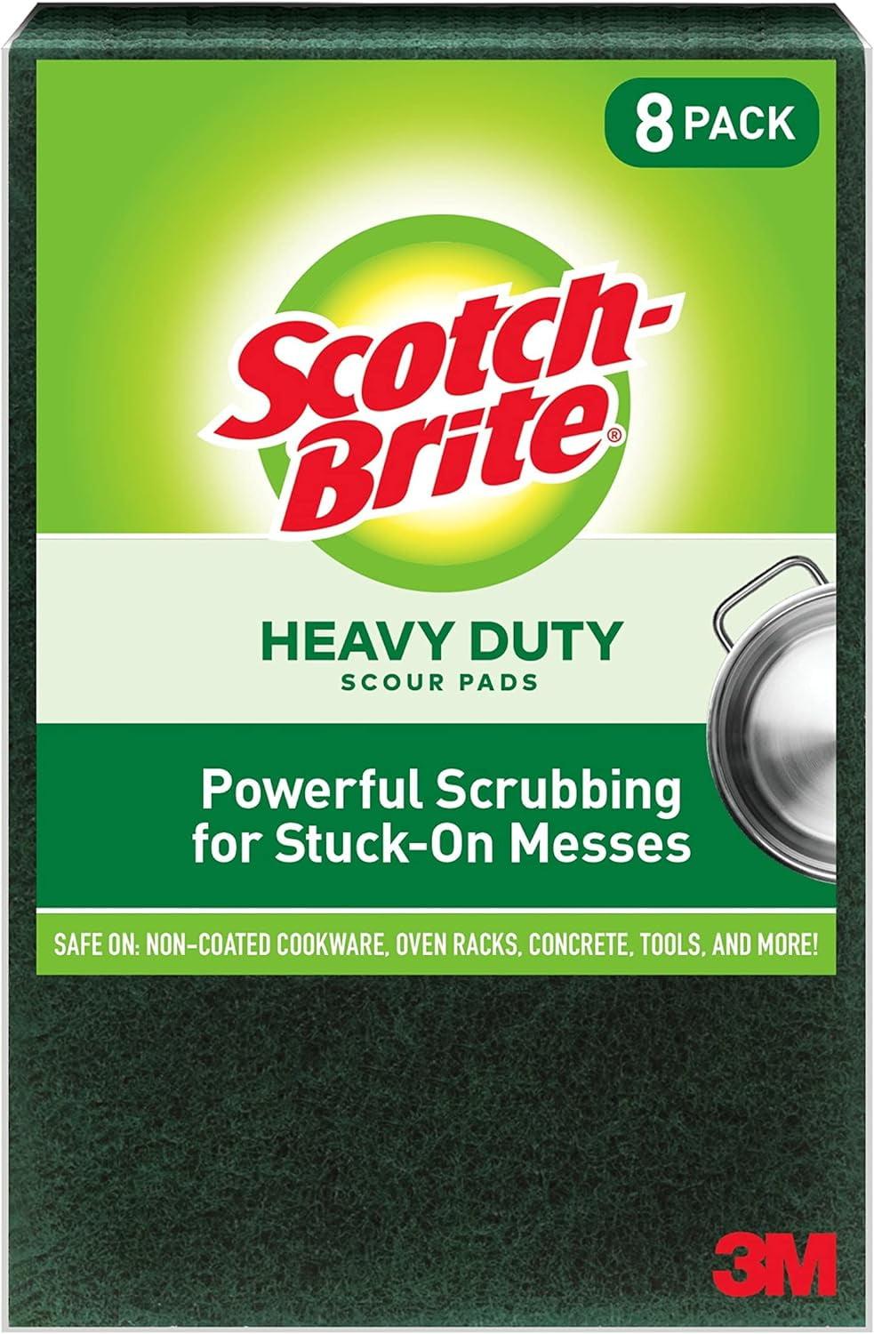 Heavy Duty Large Green Scouring Pads, 8-Pack