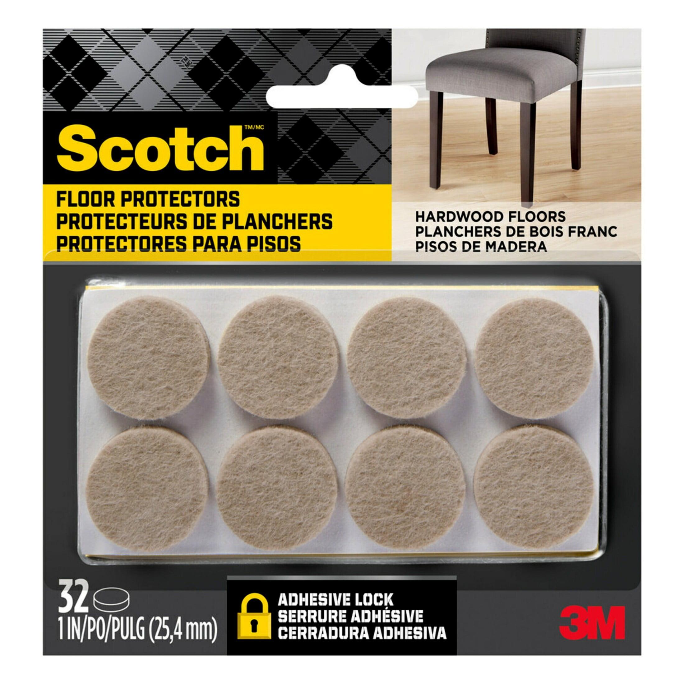 Scotch 1" 32pk Felt Pads Beige: Anti-Scratch Furniture & Chair Leg Protection, Floor Pad, 1" x 0.2" Felt, 32ct