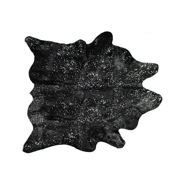 Scotland Cowhide Rug 6x7 Black Gold Natural Genuine Leather