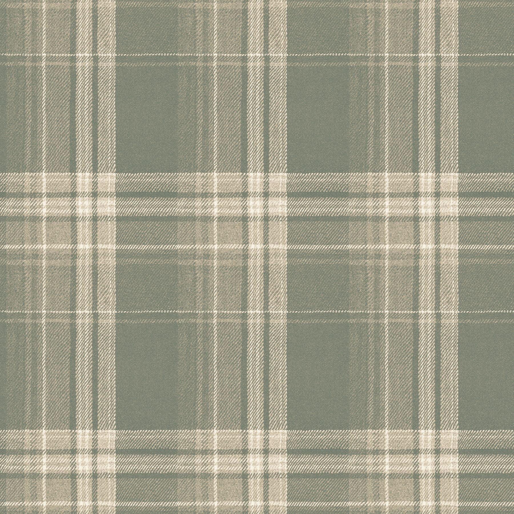 Saranac Sage Flannel Plaid Pre-pasted Wallpaper