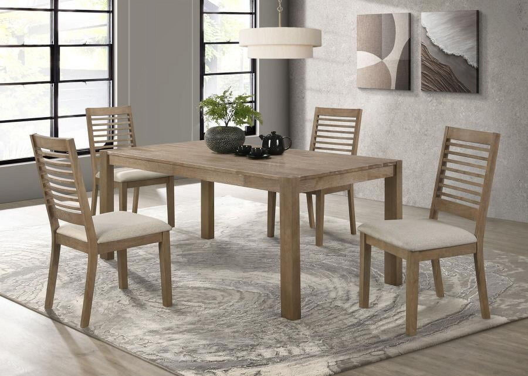 Washed Brown 5-Piece Rectangular Wood Dining Set with Ladderback Chairs