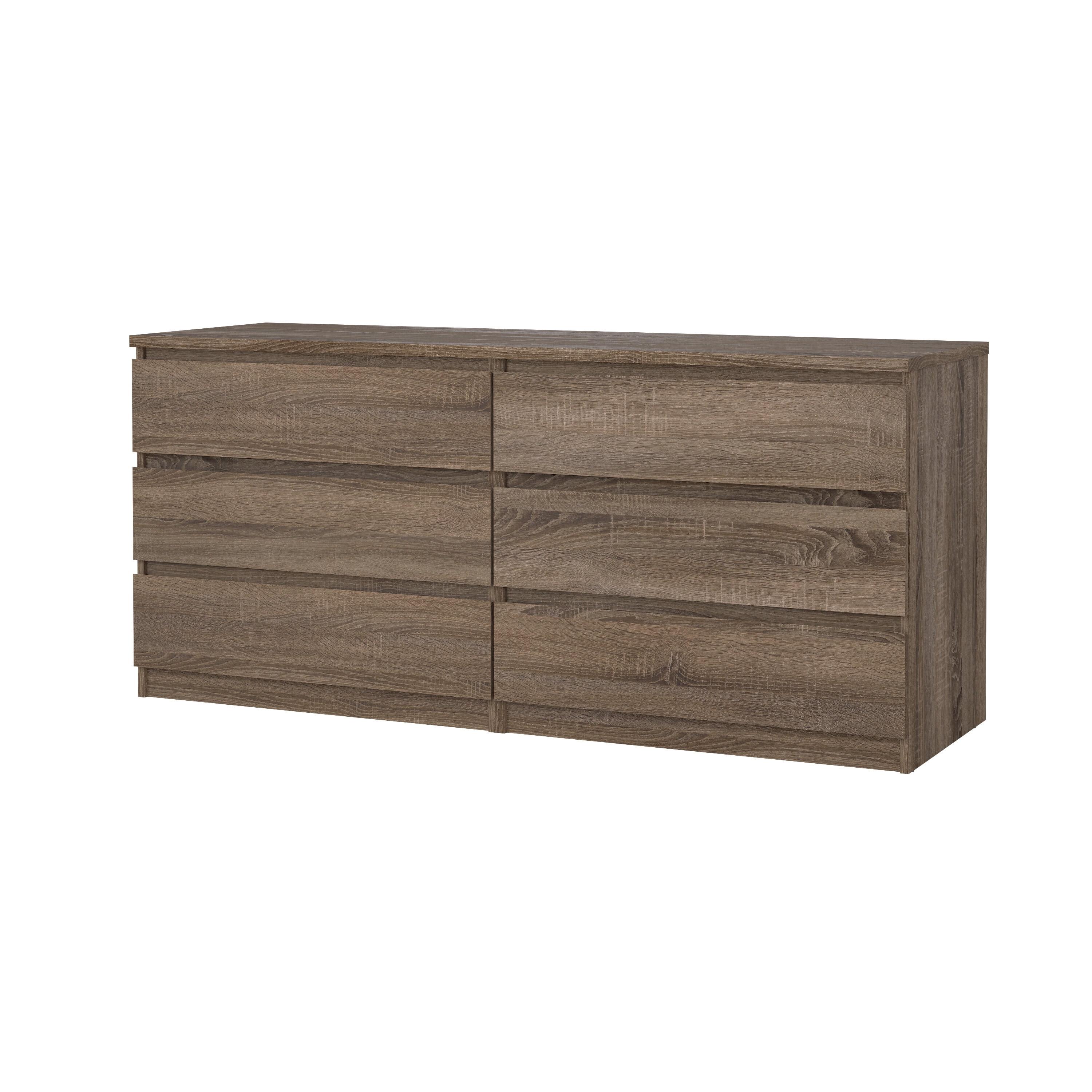 Wood Scottsdale 6 Drawer Double Dresser in Truffle Brown-Tvilum