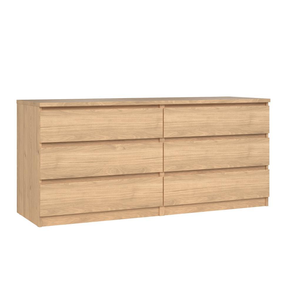 Tvilum Scottsdale 6 Drawer Double Dresser for Adults, Jackson Hickory