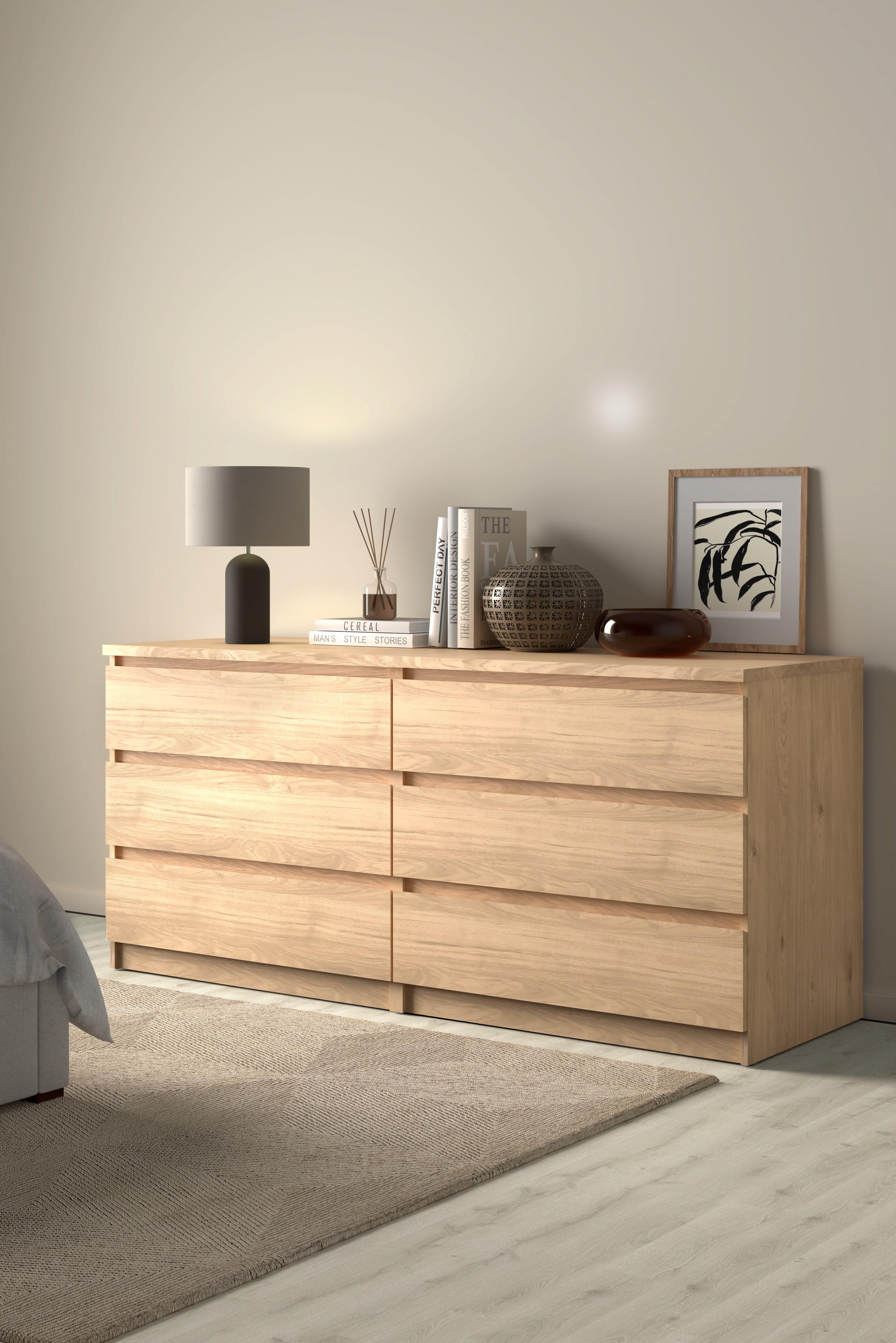 Tvilum Scottsdale 6 Drawer Double Dresser, Jackson Hickory