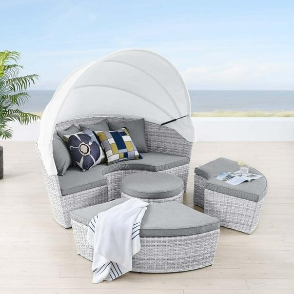 Modway Scottsdale Aluminum and Fabric Canopy Patio Daybed in Light Gray