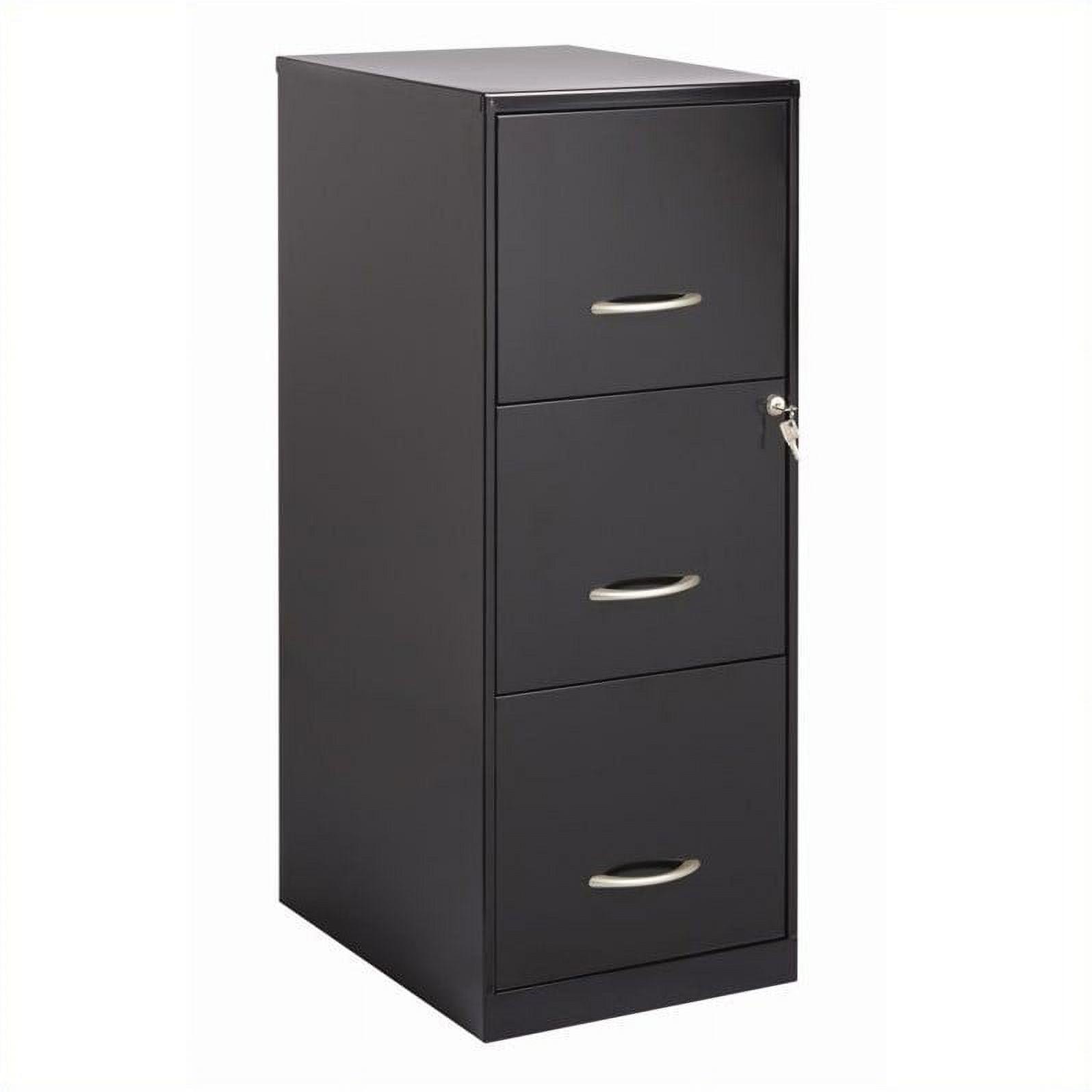 Black Iron 3-Drawer Lockable Vertical File Cabinet