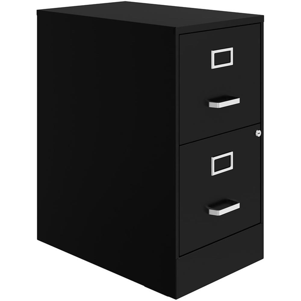 Black Metal 2-Drawer Lockable File Cabinet