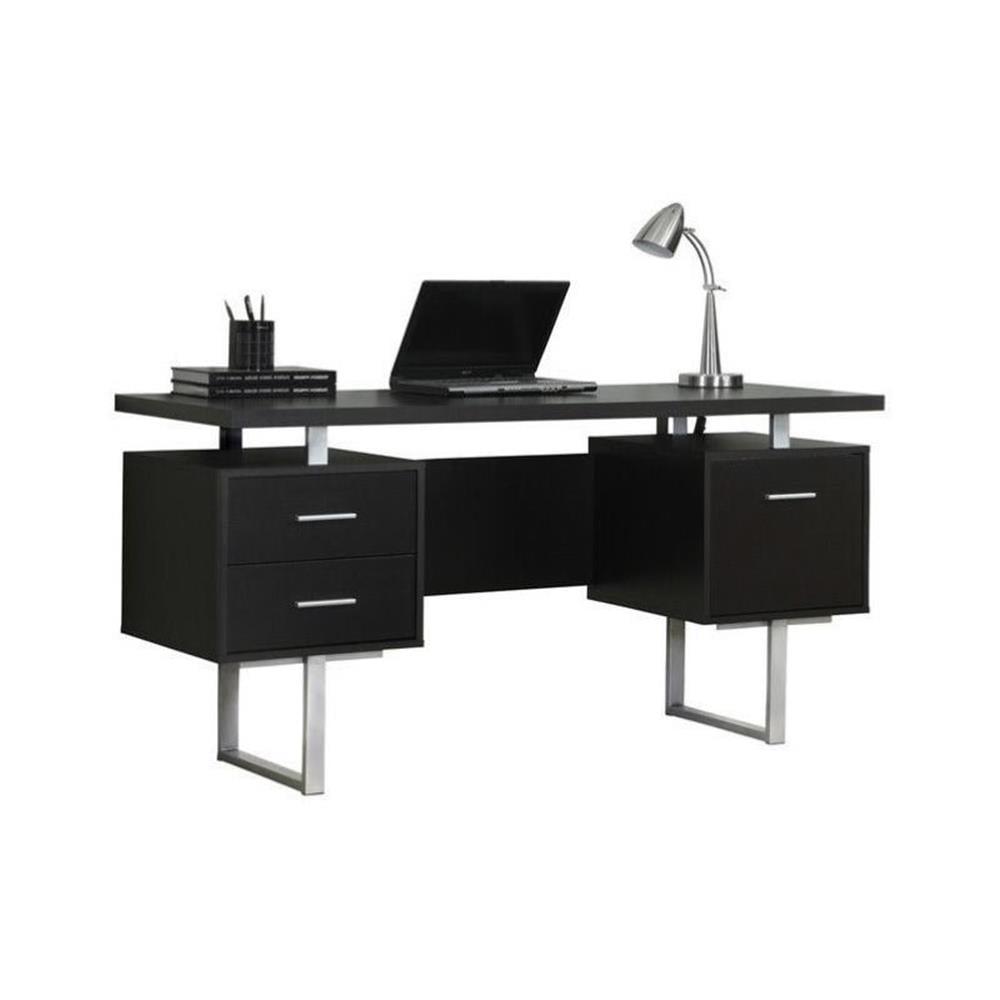 Computer Desk Home Office Laptop Storage Drawers 60"L Work Metal Brown