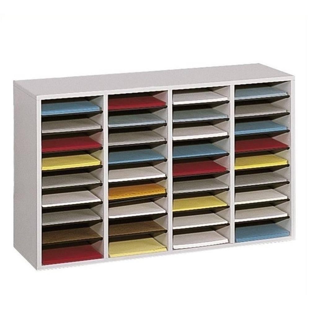 Grey Laminate 36-Compartment Adjustable File Organizer