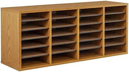 Scranton & Co Medium Oak 24 Compartment Wood Adjustable File Organizer