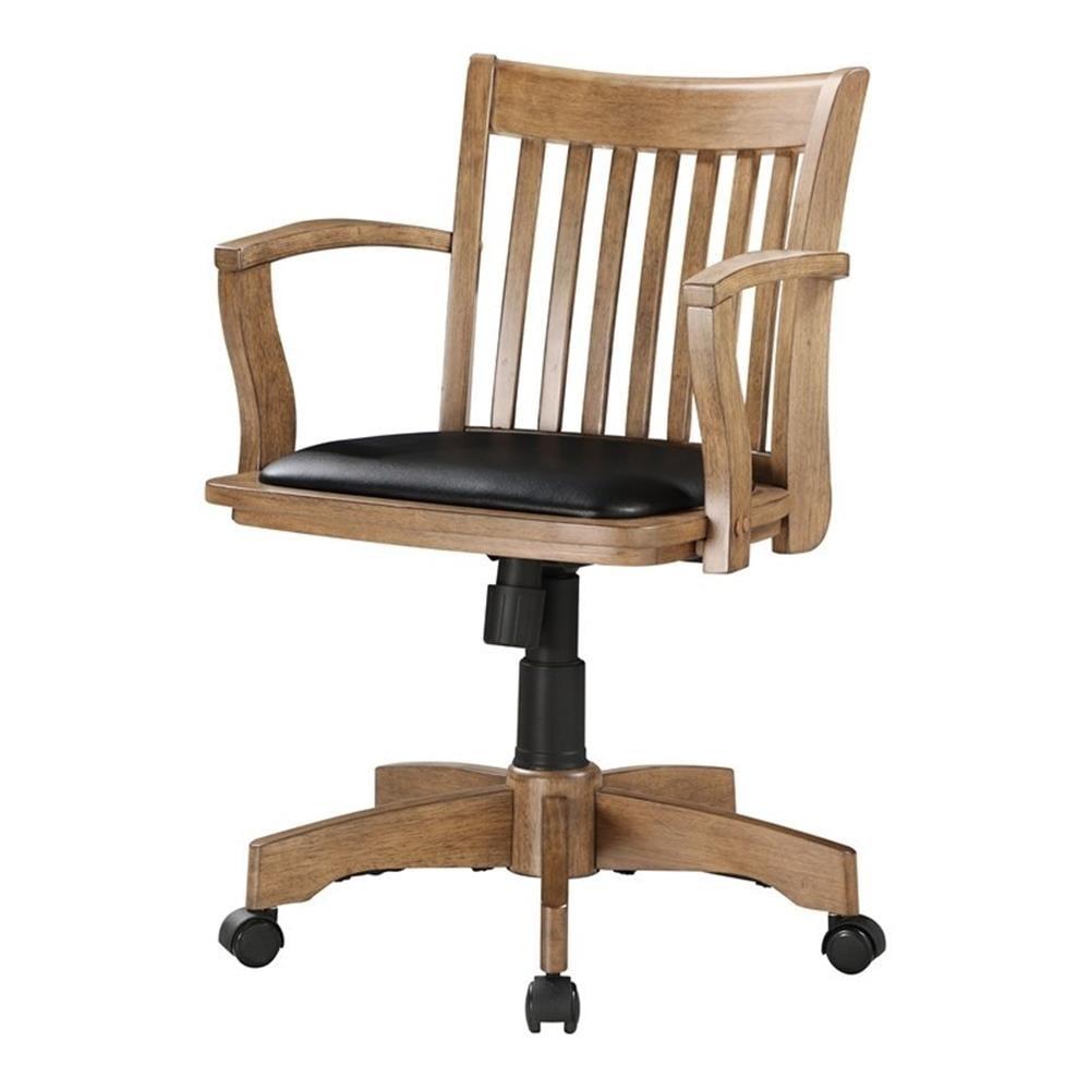 Scranton & Co Traditional Wood/Vinyl Deluxe Bankers Office Chair in Brown