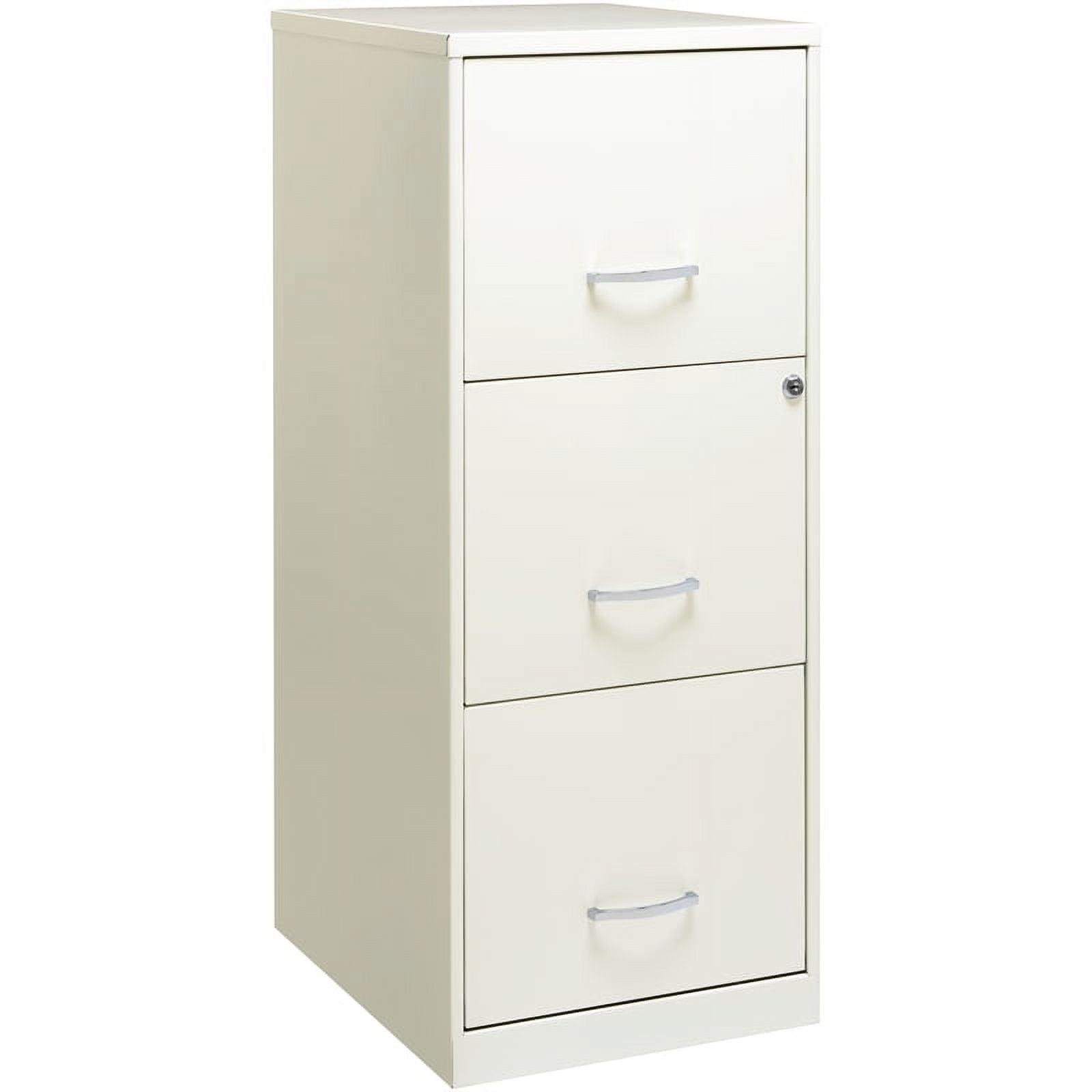 Pearl White 3-Drawer Lockable Vertical File Cabinet