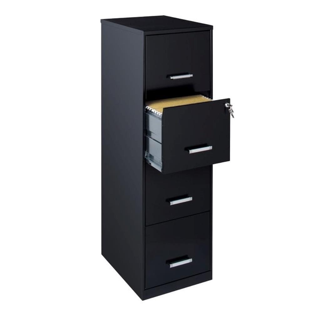 Black Steel 4-Drawer Lockable Vertical File Cabinet