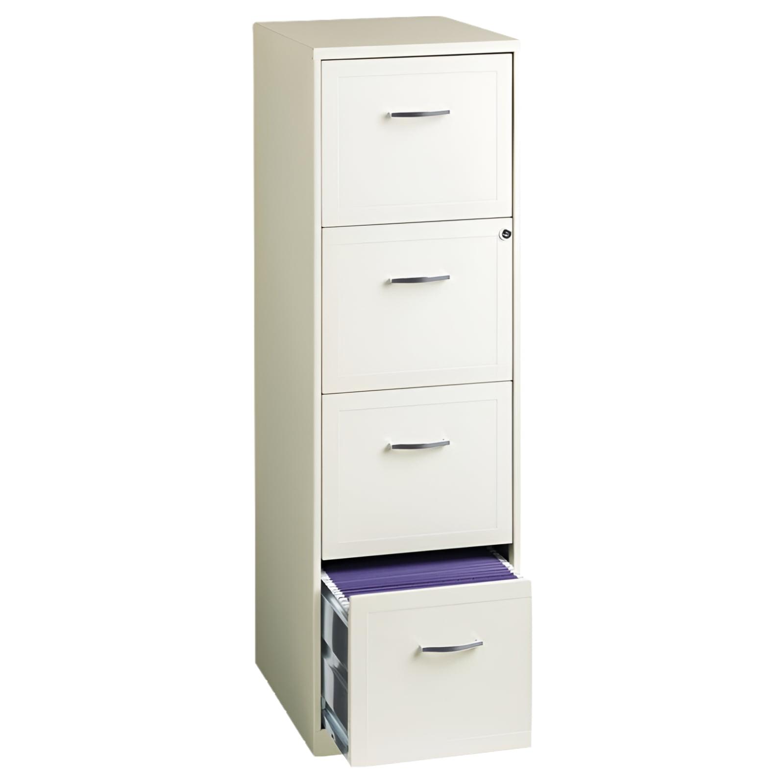 Pearl White 4-Drawer Lockable Vertical File Cabinet