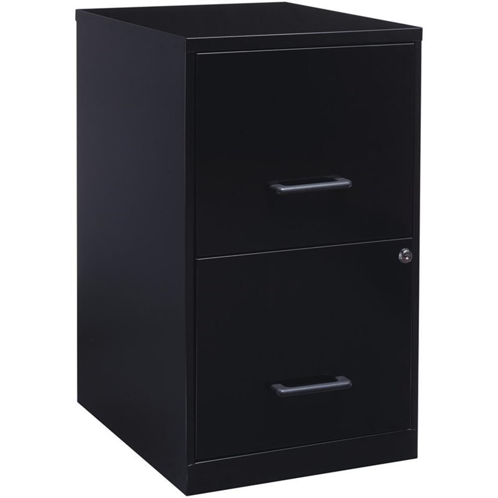 Black Metal 2-Drawer Lockable File Cabinet