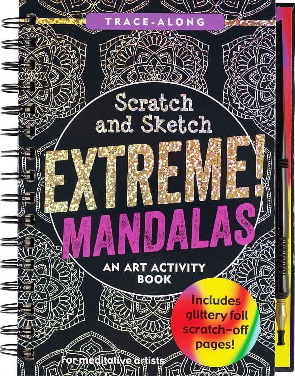 Peter Pauper Press Scratch & Sketch Extreme Mandalas, Ages 8+, Spiral-Bound, 20 Pages, with Stylus