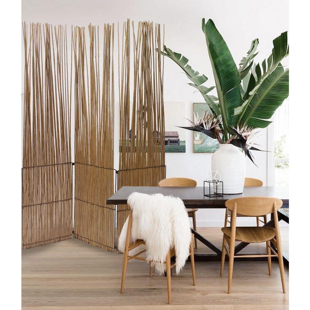 Juniper 3-Panel Brown Willow Folding Room Divider