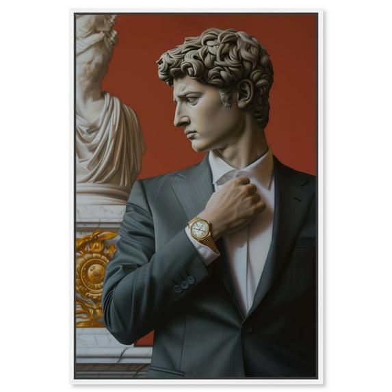 Sculpture With Style Men Style Man Cave Canvas Wall Art by Notoriart, White Floater Frame, 11" x 16"