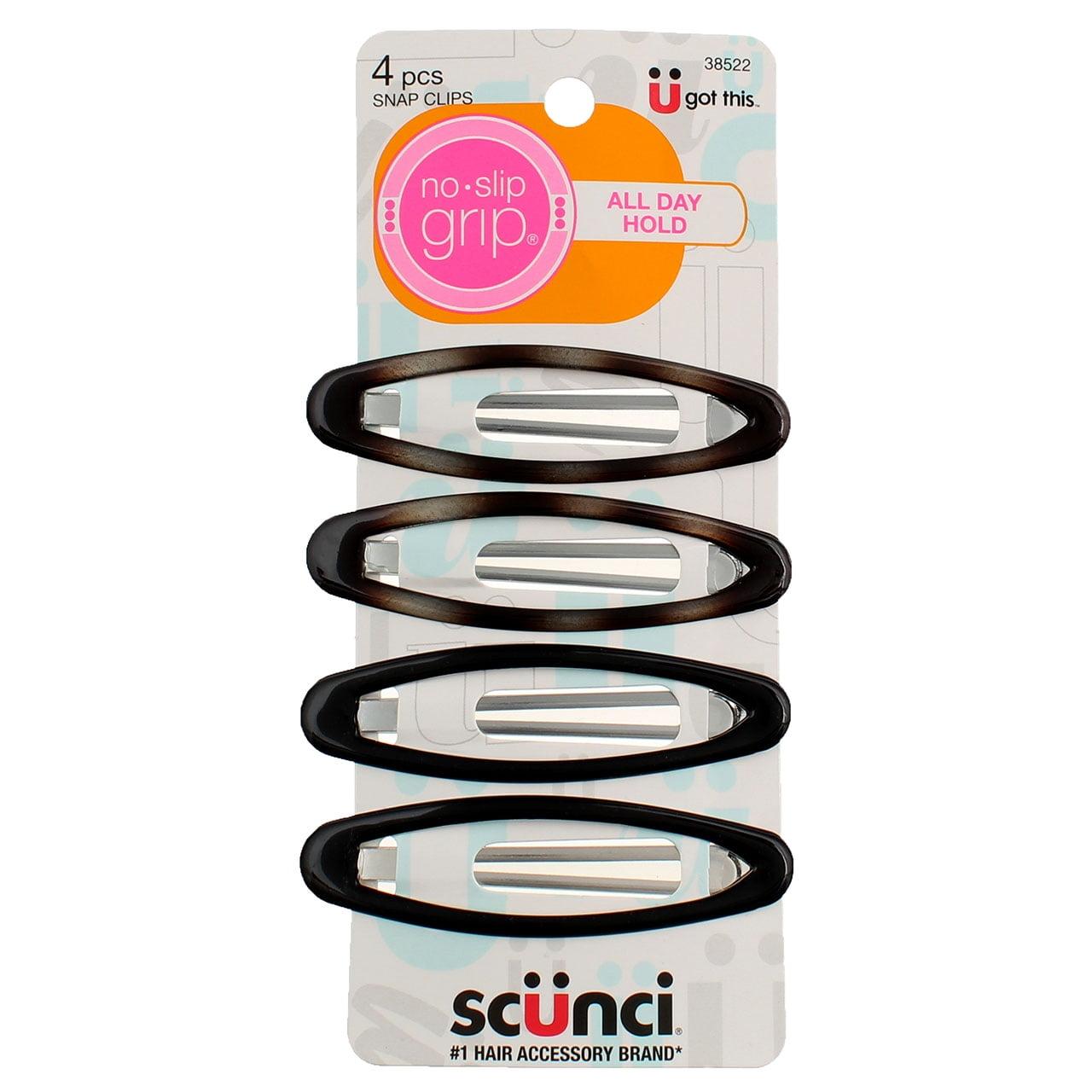 scünci No-Slip Grip Large Oval Snap Clips - Tortoise - All Hair - 4pcs