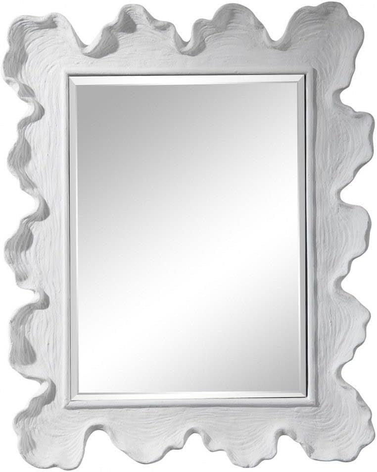 Matte White Coral Rectangular Coastal Mirror