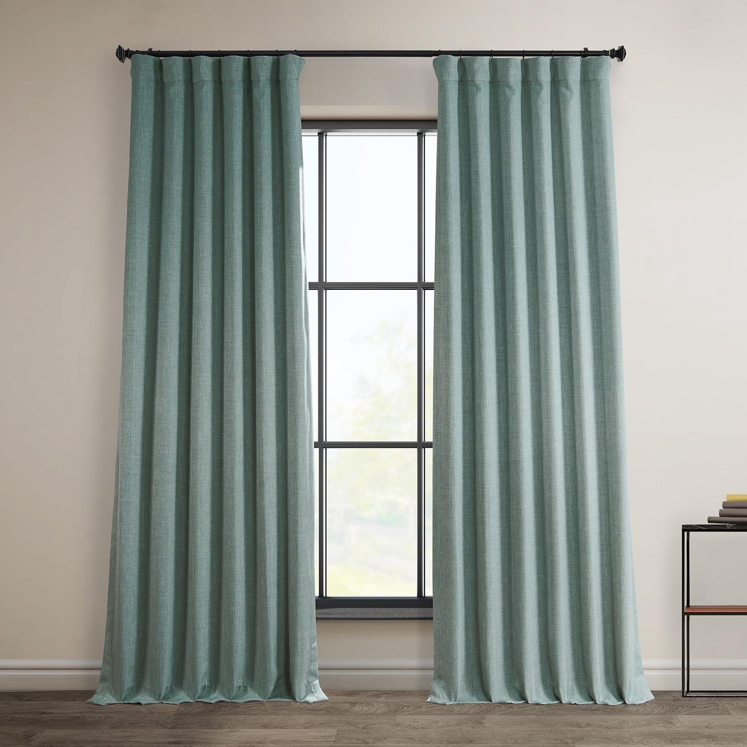 HPD Half Price Drapes Sea Thistle Faux Linen Room Darkening Curtains for Bedroom & Living Room Curtains (1 Panel), Door & Window Curtains 108 inches long, Rod Pocket Curtains, 50W X 108L