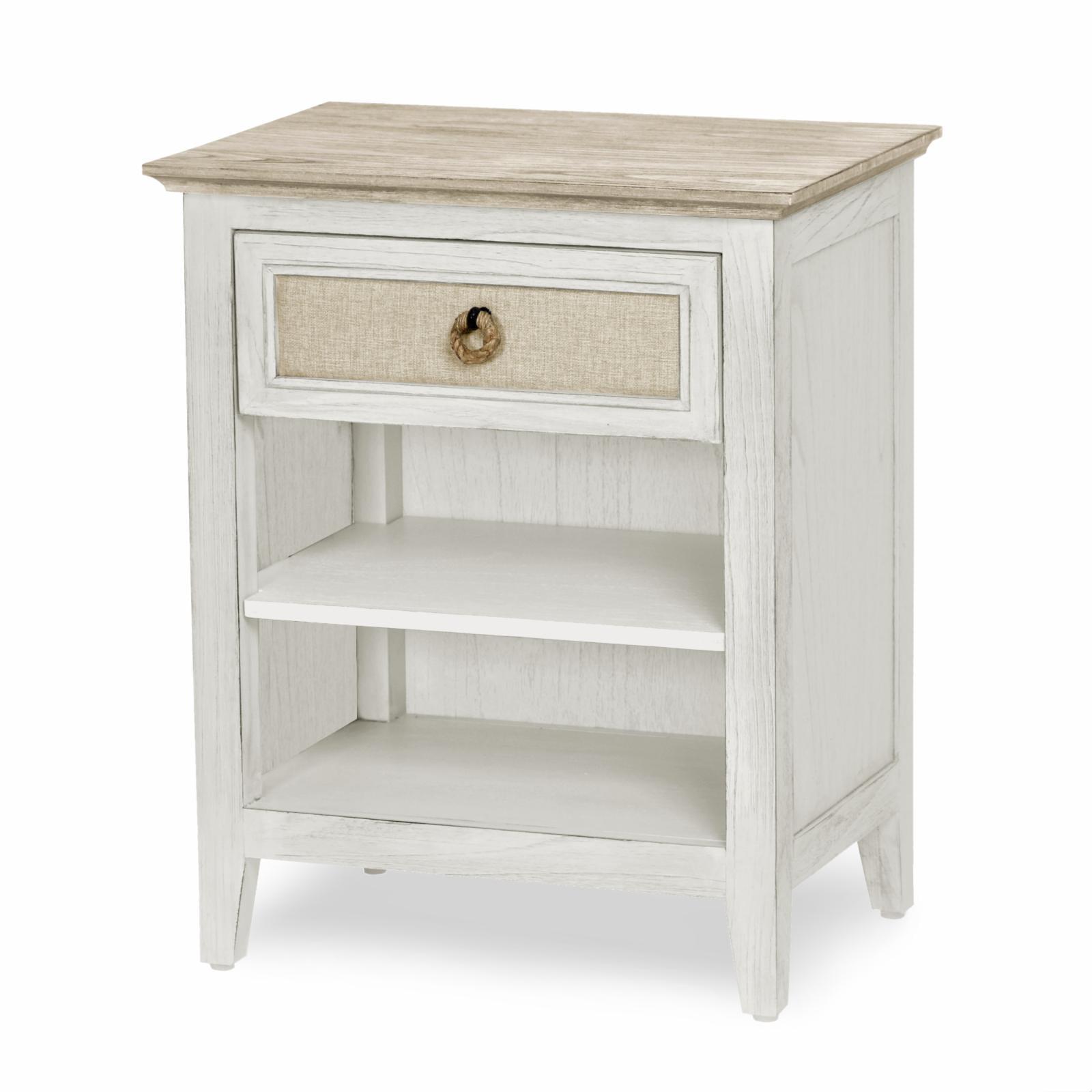 Beach Sand Weathered White Coastal 1-Drawer Nightstand