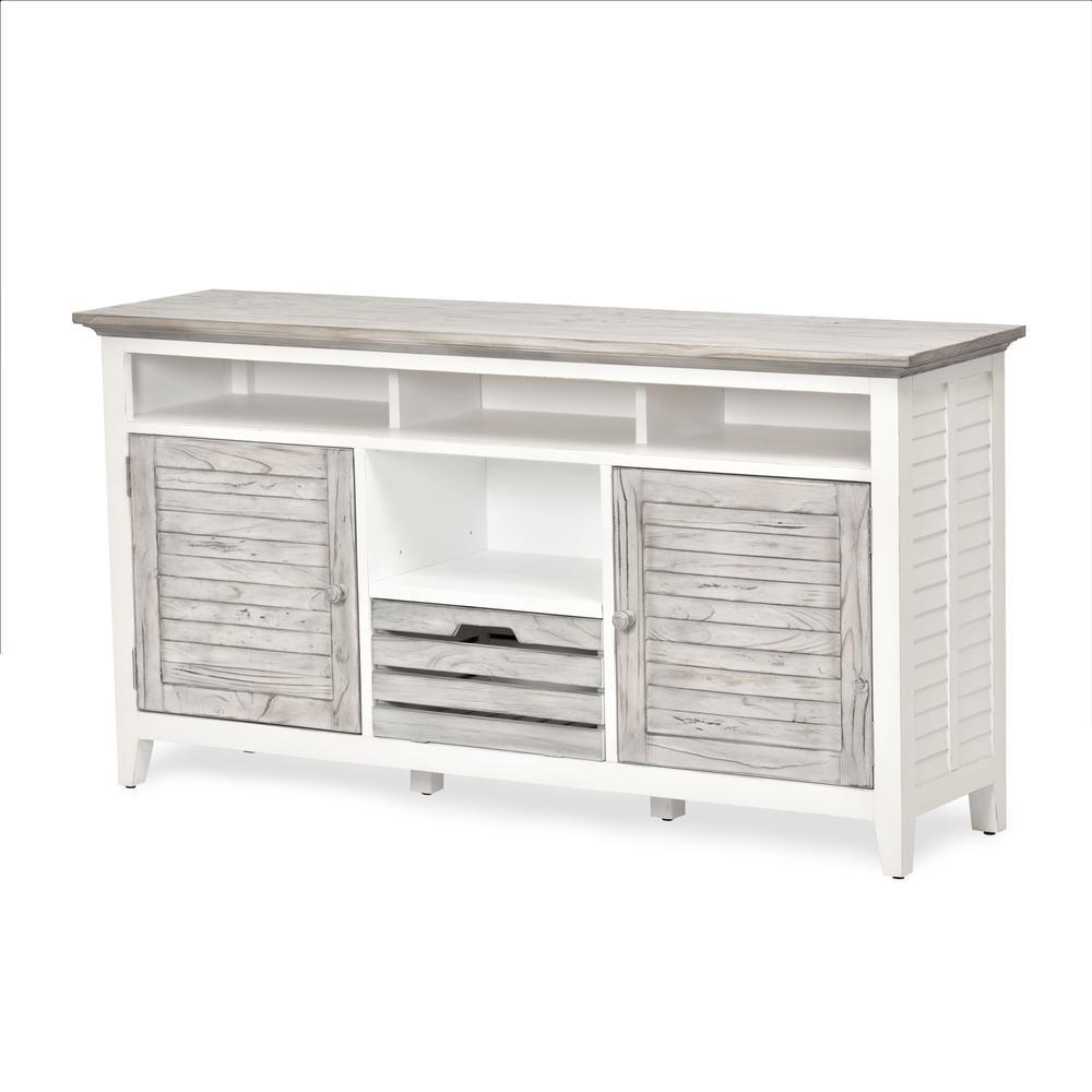 Gray and White Pine Wood Entertainment Center