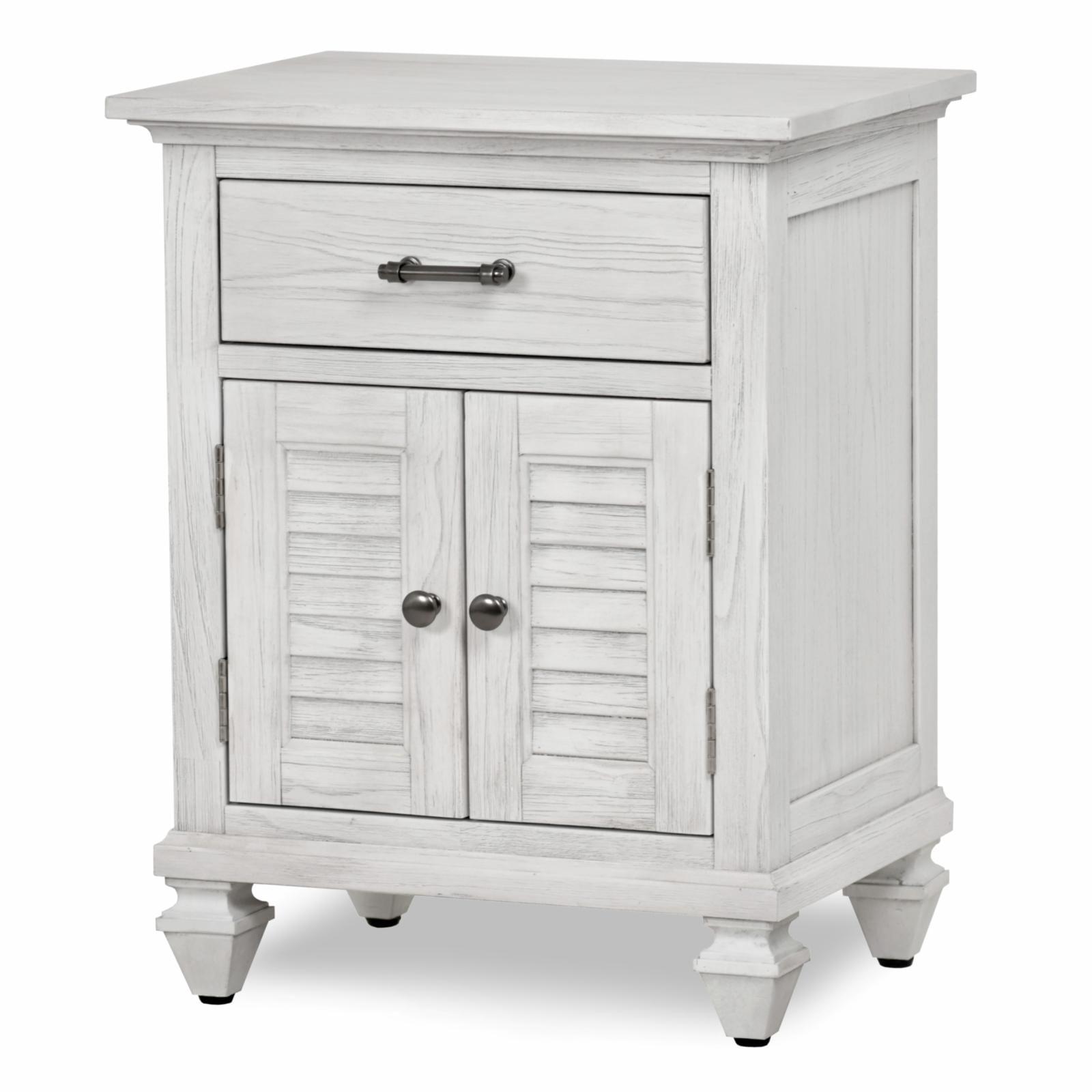 White Coastal 1-Drawer 2-Door Nightstand with Solid Wood Frame