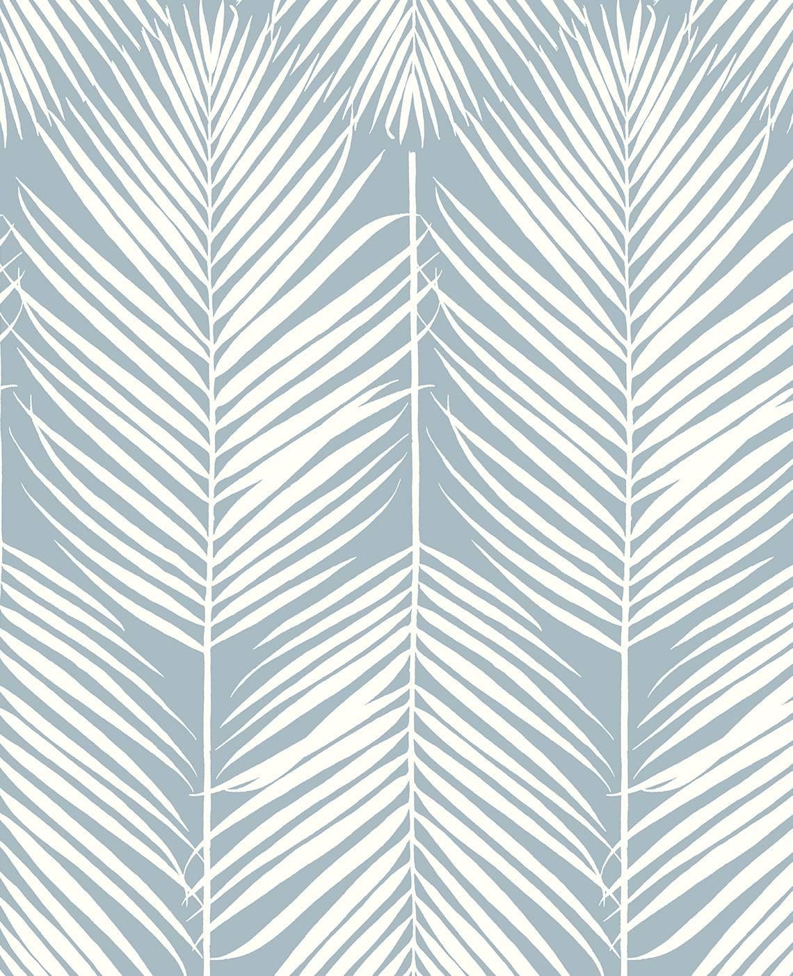 Seabrook Designs Light Blue Palm Silhouette Prepasted Wallpaper