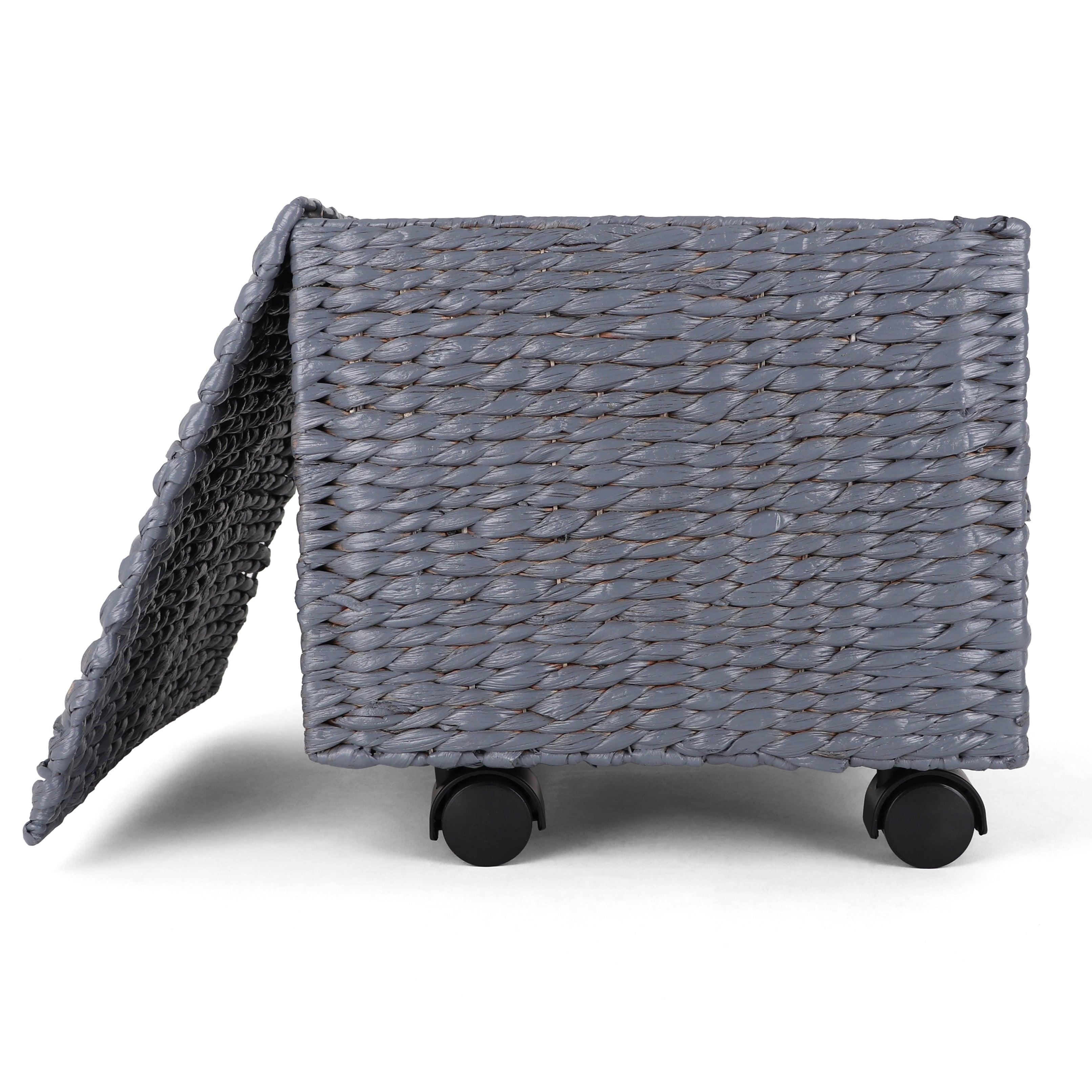 Gray Seagrass Rolling File Cabinet with Casters